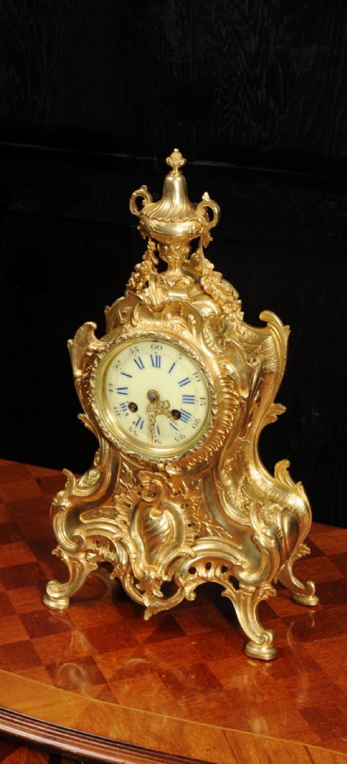 Antique French Gilt Bronze Rococo Clock