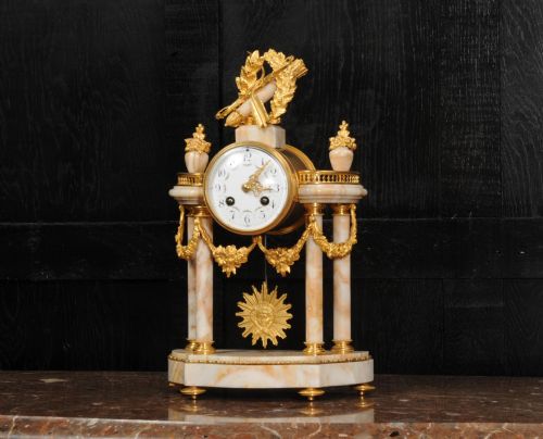 fig 2. Ormolu and Sienna Marble Antique French Portico Clock ~ Love