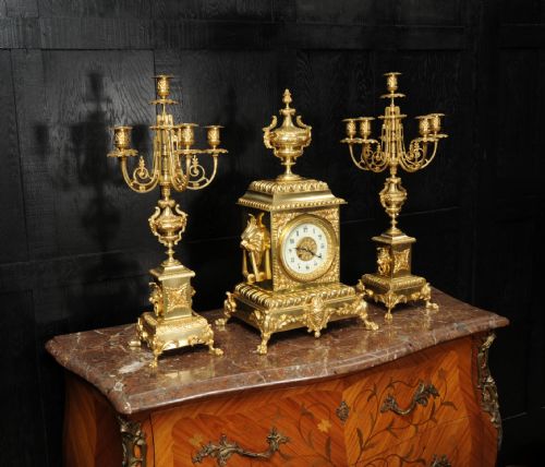 fig 2. Huge Antique French Gilt Bronze Classical Clock Set