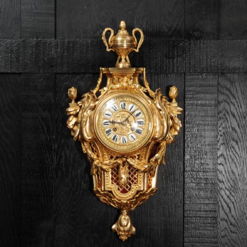 fig 1. Antique French Gilt Bronze Cartel Wall Clock