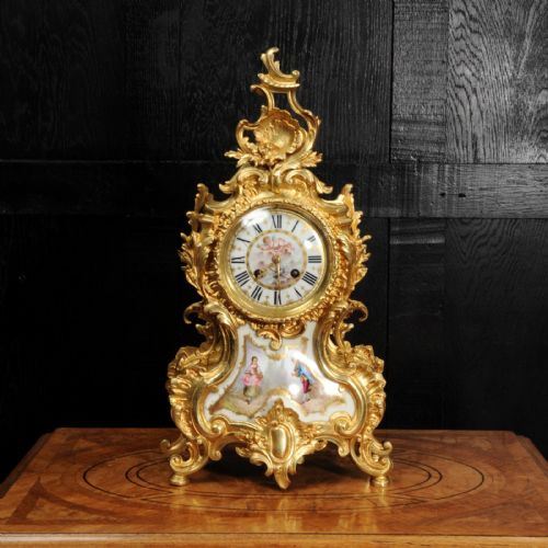fig 1. Large Ormolu and Sevres Porcelain Rococo Antique French Clock