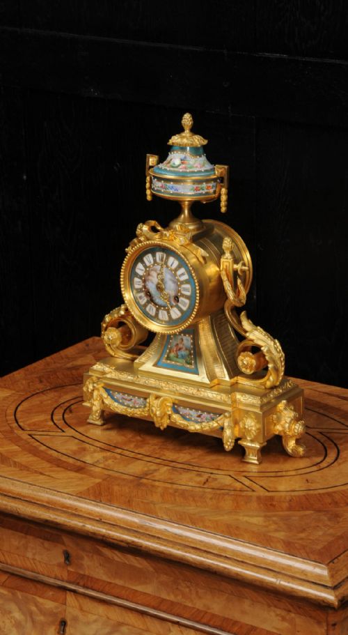 Ormolu and Sevres Porcelain Antique French Clock by Le Roy Et Fils