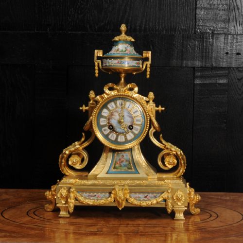 fig 1. Ormolu and Sevres Porcelain Antique French Clock by Le Roy et Fils
