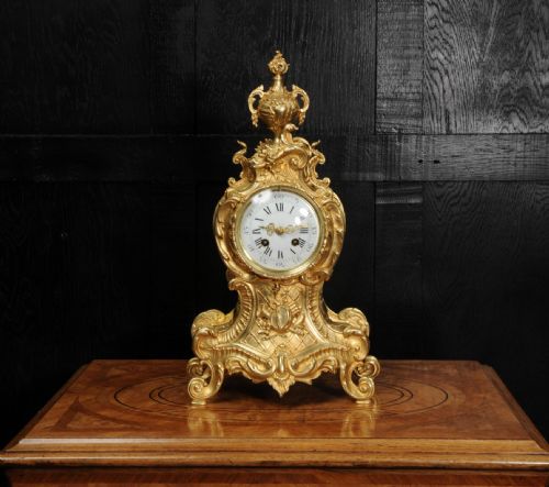 fig 1. Antique French Gilt Bronze Rococo Clock by A.D. Mougin