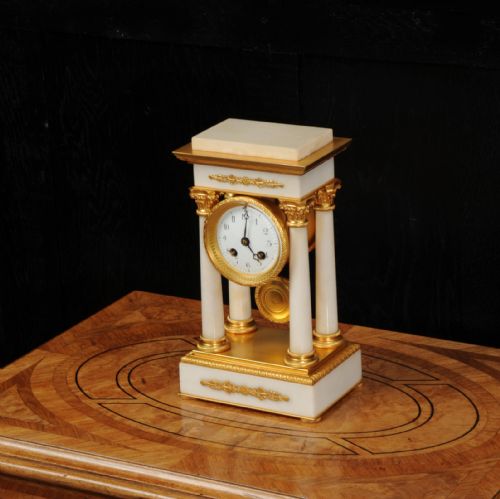 fig 4. Antique French Ormolu and White Marble Portico Clock