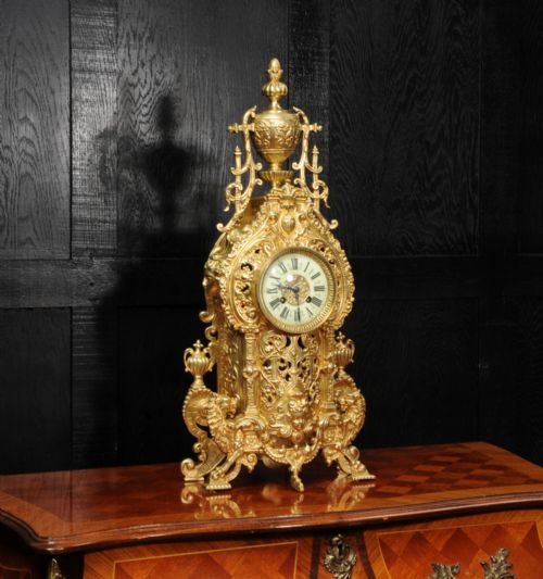 fig 1. Large Antique French Gilt Bronze Baroque Clock by Louis Japy