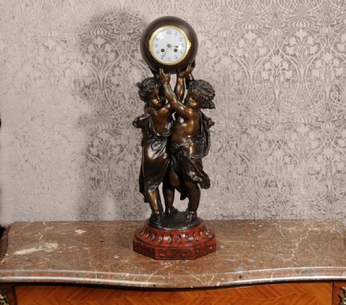 fig 4. Huge Antique French Clock ~ Cherubs Carrying Time by Albert Ernest Carrier-Belleuse (1824-1887)