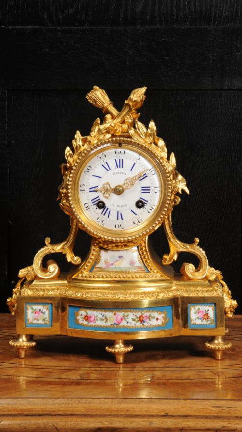 Fine and Early Sevres Porcelain and Ormolu Antique French Clock