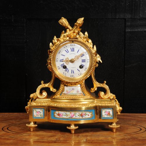 fig 1. Fine and Early Sevres Porcelain and Ormolu Antique French Clock