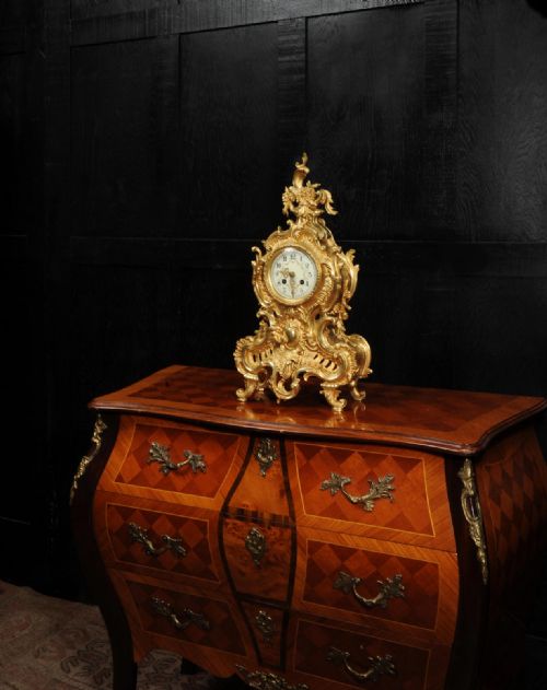 fig 2. Large Antique French Gilt Bronze Rococo Clock by Japy Freres