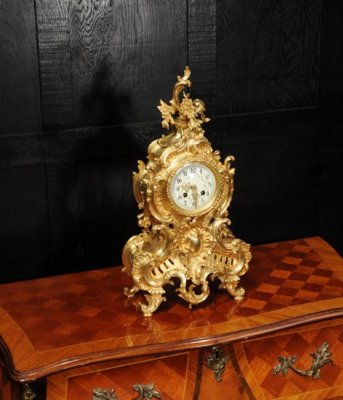 fig 3. Large Antique French Gilt Bronze Rococo Clock by Japy Freres