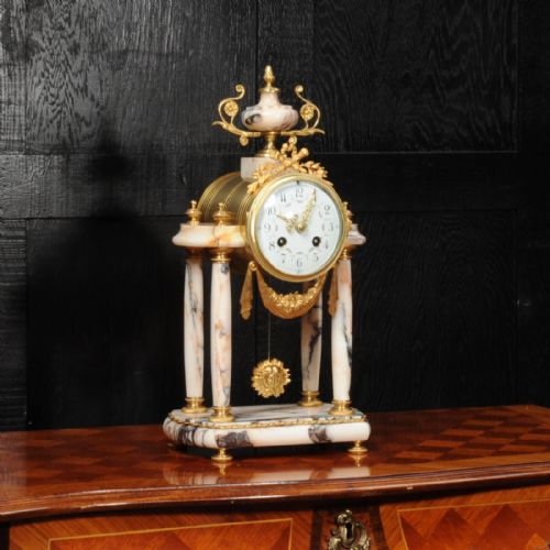 fig 2. Antique French Ormolu and Specimen Marble Portico Clock by Fritz Marti