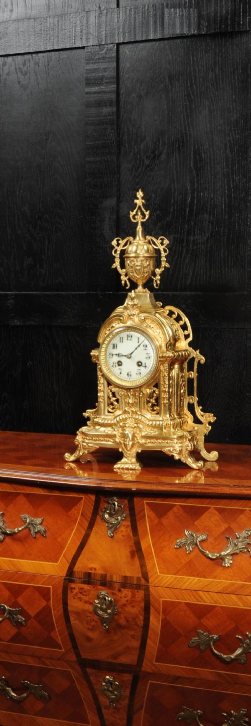 Antique French Gilt Bronze Boudoir Clock