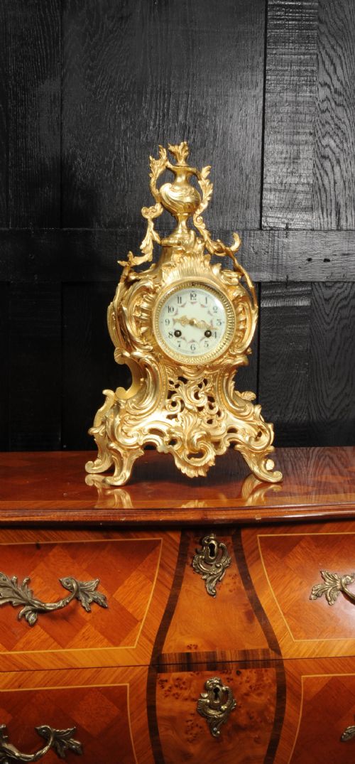 Antique French Gilt Bronze Rococo Clock by Samuel Marti