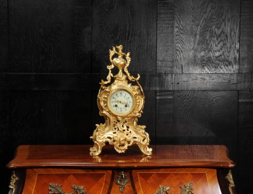 fig 1. Antique French Gilt Bronze Rococo Clock by Samuel Marti