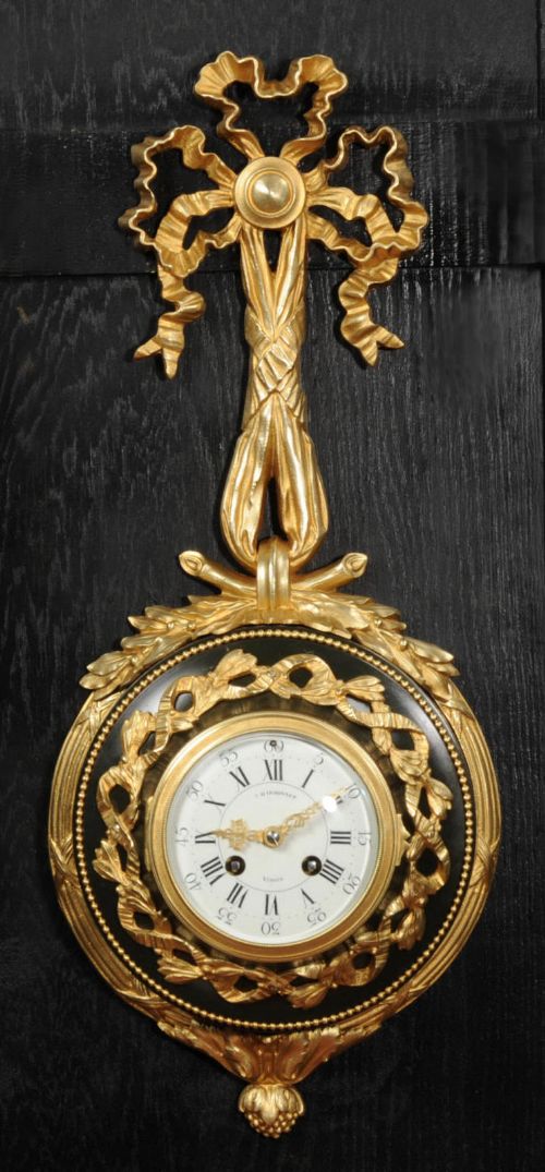Louis Xvi Ormolu and Bronze Cartel Wall Clock