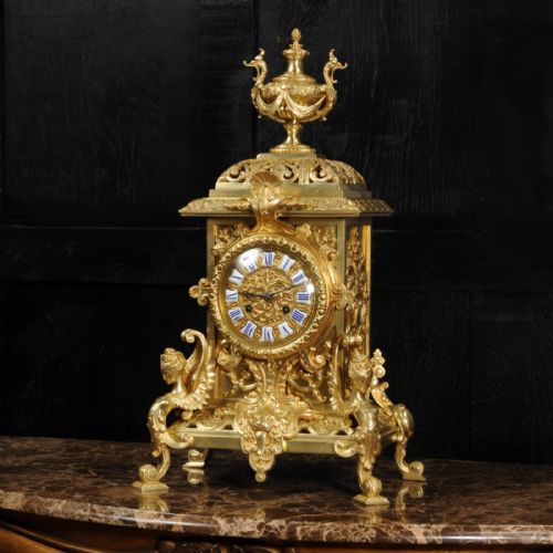 fig 1. Antique French Gilt Bronze Baroque Clock by Vincenti