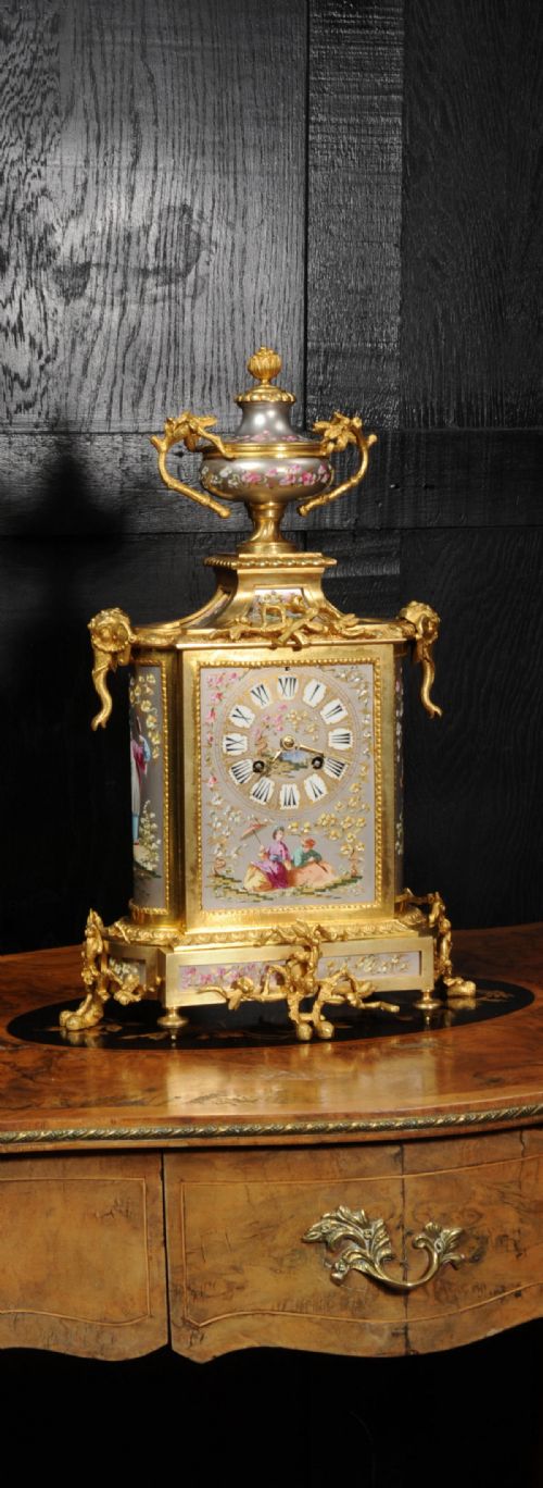 Japy Frères Ormolu and Porcelain Oriental Antique French Clock