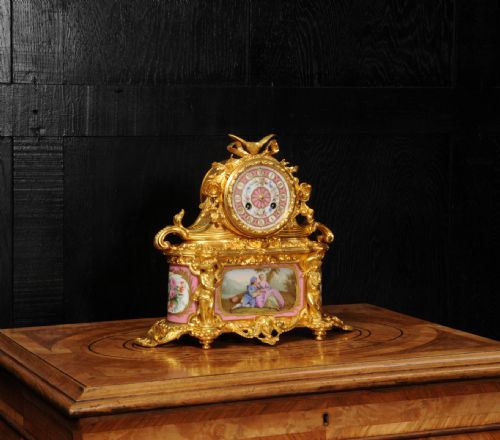 fig 1. Sevres Porcelain and Ormolu Antique French Boudoir Clock