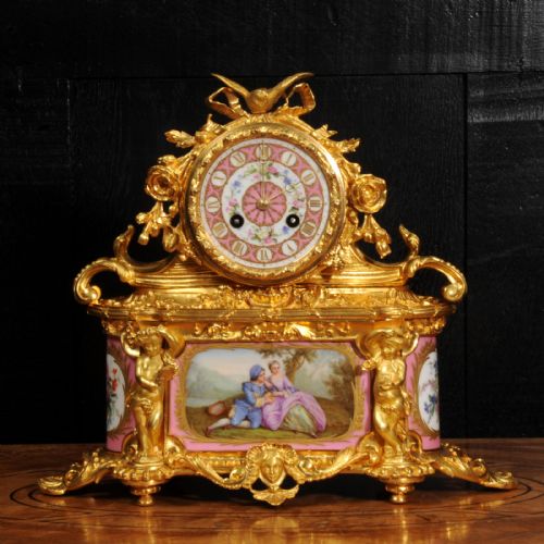 fig 2. Sevres Porcelain and Ormolu Antique French Boudoir Clock
