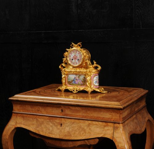 fig 3. Sevres Porcelain and Ormolu Antique French Boudoir Clock