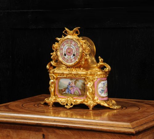 fig 4. Sevres Porcelain and Ormolu Antique French Boudoir Clock