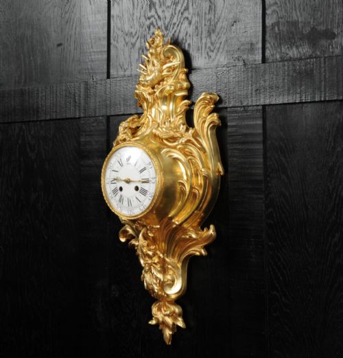 fig 3. Antique French Ormolu Rococo Cartel Wall Clock - Dolphin