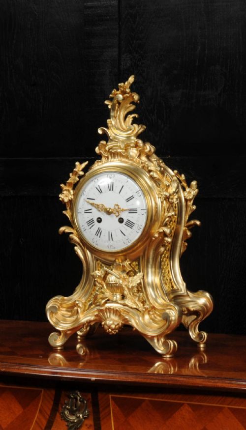 Fine Louis Japy Gilt Bronze Ormolu Rococo Table Clock