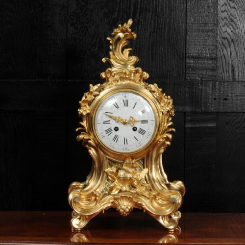 fig 1. Fine Louis Japy Gilt Bronze Ormolu Rococo Table Clock