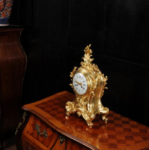 fig 5. Fine Louis Japy Gilt Bronze Ormolu Rococo Table Clock