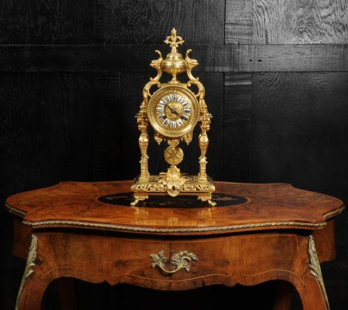 fig 1. Japy Freres Antique French Baroque Gilt Bronze Portico Clock