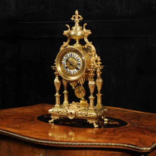 fig 2. Japy Freres Antique French Baroque Gilt Bronze Portico Clock