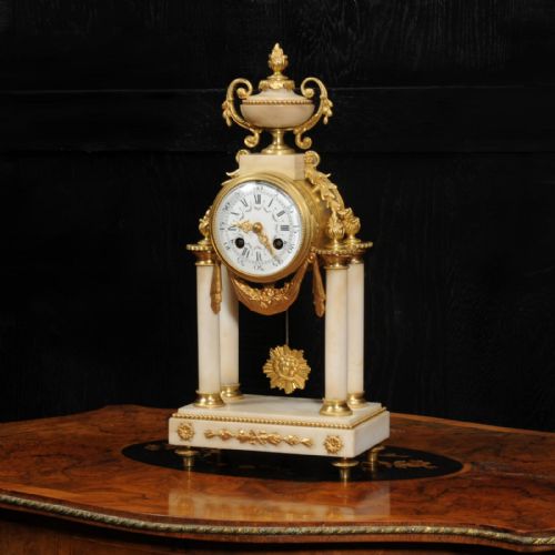 fig 1. Japy Freres Louis XVI Marble and Ormolu Antique French Portico Clock