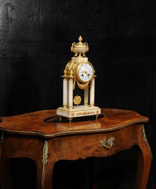 fig 3. Japy Freres Louis XVI Marble and Ormolu Antique French Portico Clock