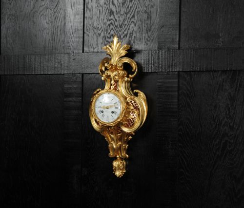 fig 2. Raingo Freres Louis XV Rococo Gilt Bronze Antique French Cartel Wall Clock
