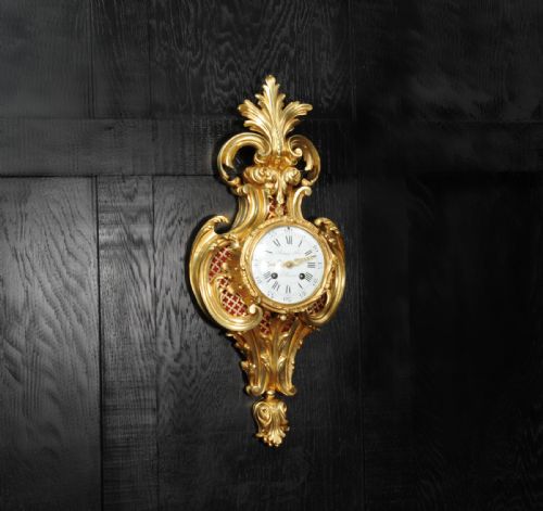 fig 3. Raingo Freres Louis XV Rococo Gilt Bronze Antique French Cartel Wall Clock