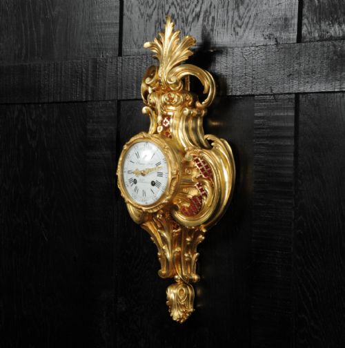 fig 4. Raingo Freres Louis XV Rococo Gilt Bronze Antique French Cartel Wall Clock