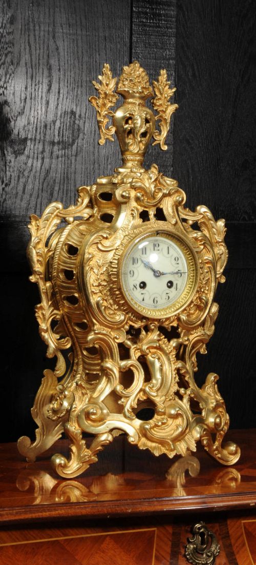 Louis Japy Gilt Bronze Antique French Rococo Clock