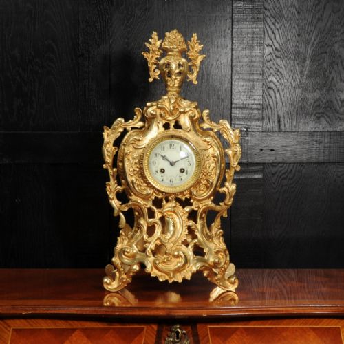 fig 1. Louis Japy Gilt Bronze Antique French Rococo Clock