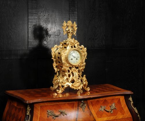 fig 3. Louis Japy Gilt Bronze Antique French Rococo Clock