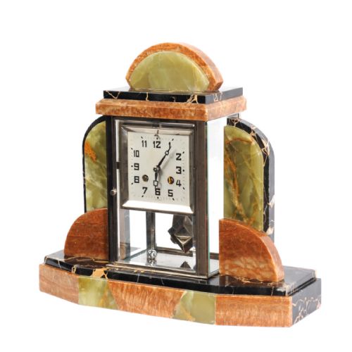 Art Deco Skyscraper Four Glass French Clock