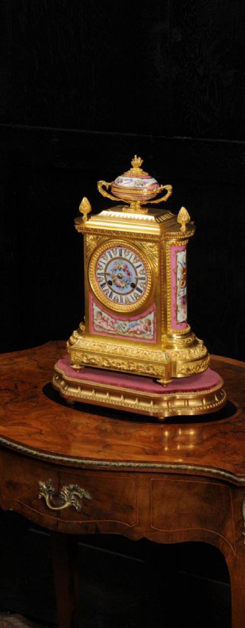 Fine Ormolu and Sevres Porcelain Antique French Clock by Jean-baptiste Delettrez