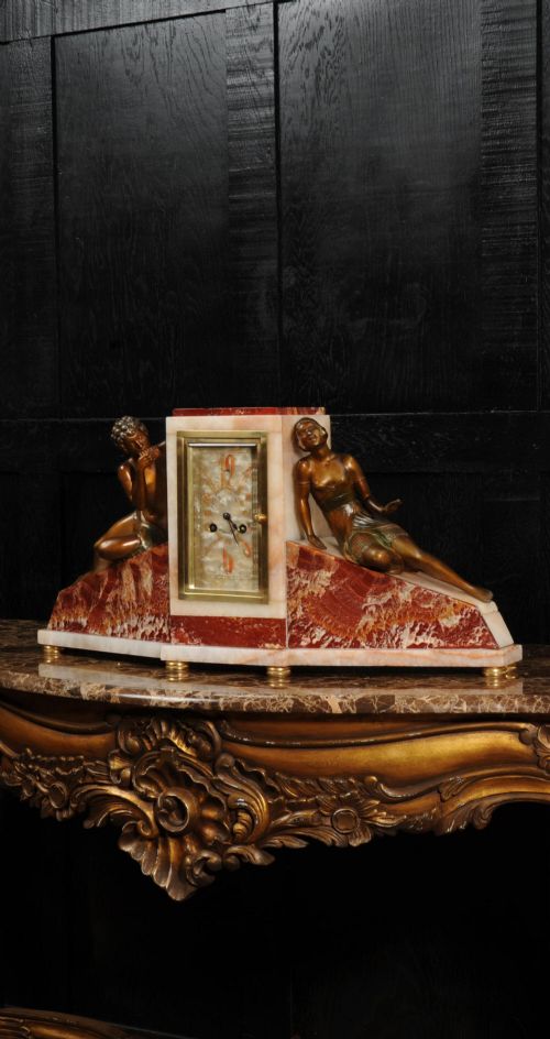 Art Deco Clock - Music and Love by Ferdinand Verger