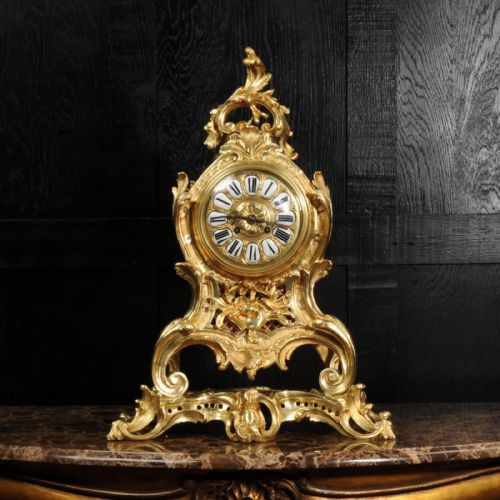 fig 1. Large Antique French Gilt Bronze Rococo Clock