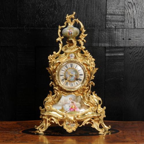 fig 1. Japy Freres Ormolu and Sevres Porcelain Antique French Clock