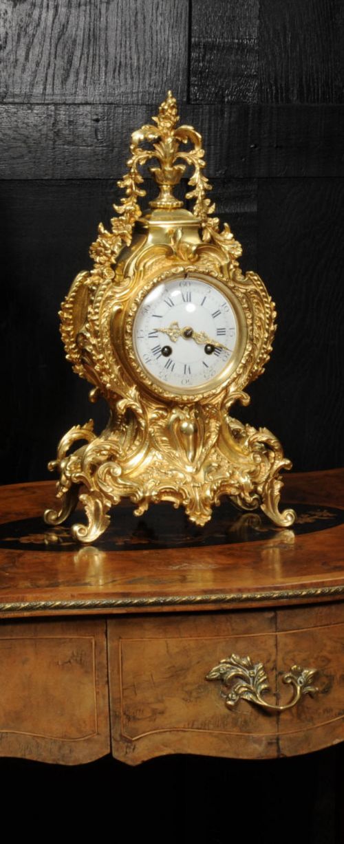 Antique French Gilt Bronze Rococo Clock