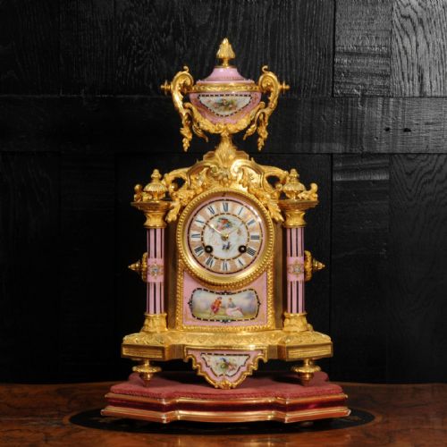 fig 1. Fine Japy Freres Ormolu and Sevres Porcelain Antique French Clock