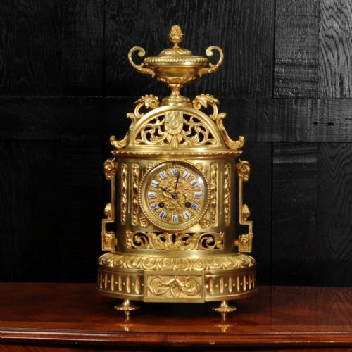 fig 1. Antique French Japy Freres Louis XVI Gilt Bronze Clock