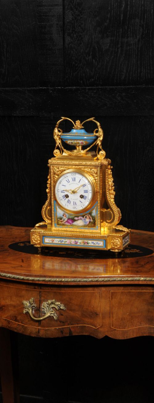Fine and Early Sevres Porcelain and Ormolu Clock by Raingo Freres