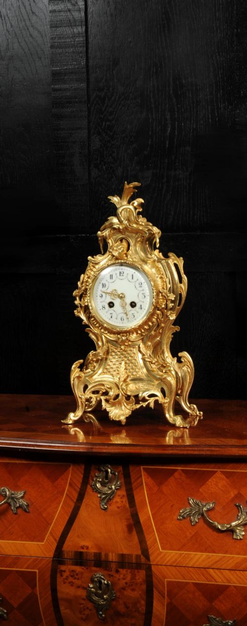 Antique French Gilt Bronze Rococo Clock ~ Dolphin